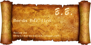 Berda Bálint névjegykártya
